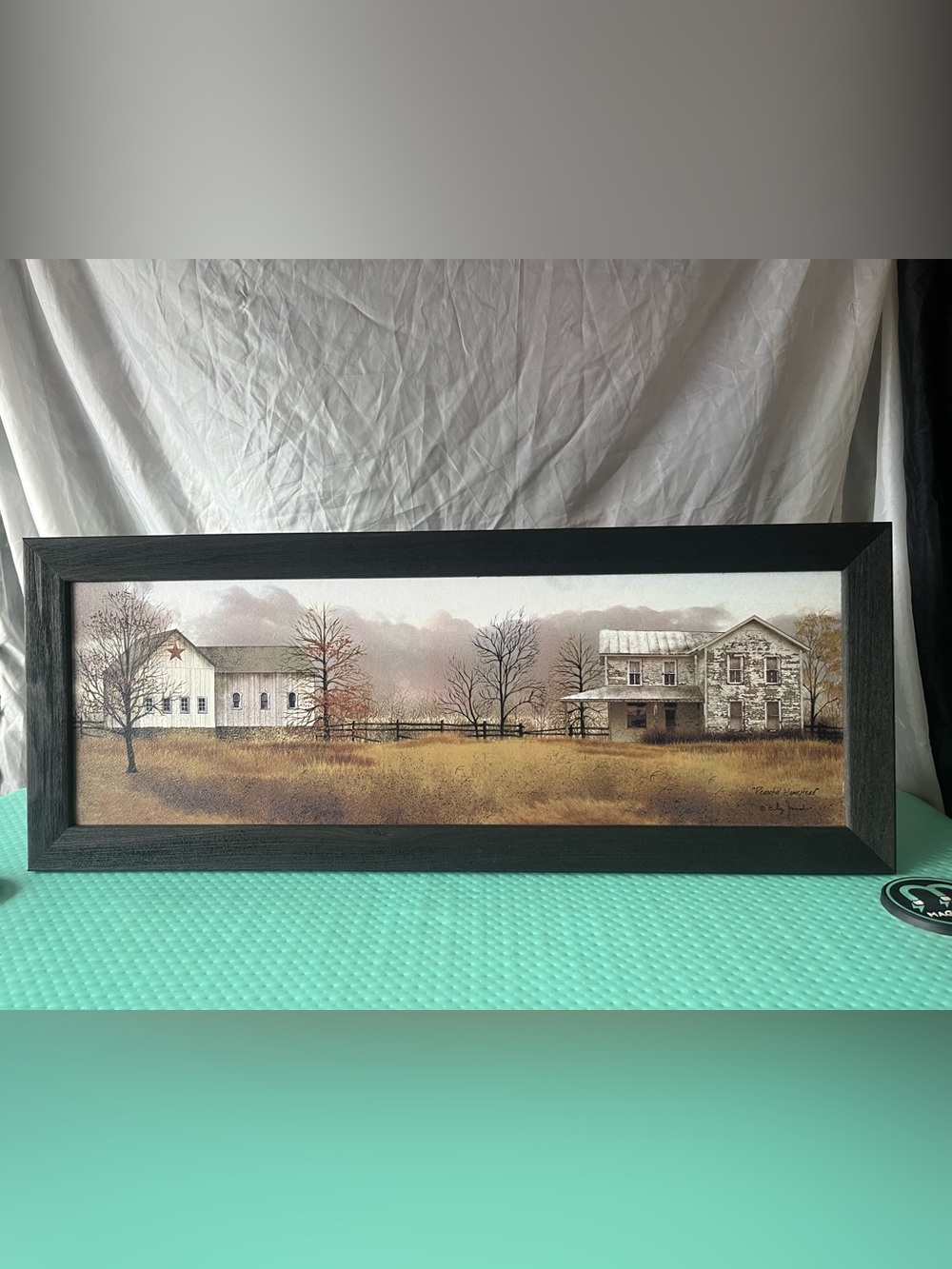 Authentic Billy Jacobs Peaceful Homestead 33x13 Black Wood Frame Sealed Picture